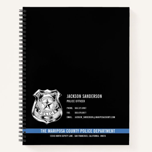 Custom Police Department Law Enforcement Logo Notitieboek (Voorkant)