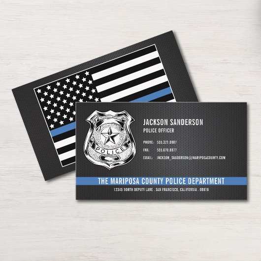 Custom Police Department Thin Blue Line Logo Visitekaartje