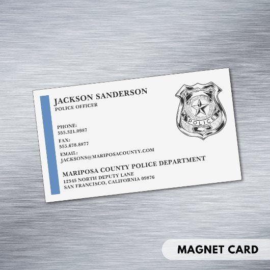 Custom Police Officer Department Law Enforcement Magnetisch Visitekaartje