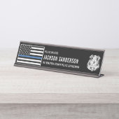 Custom Police Officer Department Thin Blue Line Bureau Naambordje (Voorkant)
