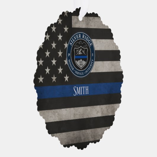 Custom Police Thin Blue Line American Flag Ornament Kaart (Rechts)