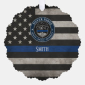 Custom Police Thin Blue Line American Flag Ornament Kaart (Voorkant)