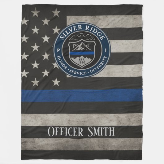Custom Police Thin Blue Line Blanket Fleece Deken (Voorkant)