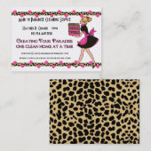 Custom Polka Dots Leopard Print Cleaning Service Visitekaartje (Voorkant / Achterkant)