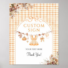 Custom Pompoen Meisje Modern Herfst Baby shower Poster