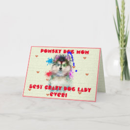 Custom Pomsky Moeder Dog Beste Crazy Dog Lady Kaar Bedankkaart