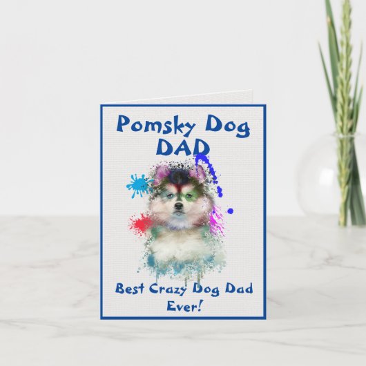 Custom Pomsky Pap Dog Beste Gek Hond Papa Digitaal Kaart (Voorkant)