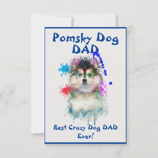 Custom Pomsky vader hond beste gekke hond vader Bedankkaart (Voorkant)