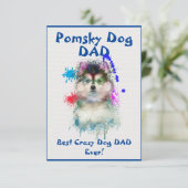 Custom Pomsky vader hond beste gekke hond vader Bedankkaart (Staand voorkant)