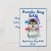 Custom Pomsky vader hond beste gekke hond vader Bedankkaart (Voorkant / Achterkant)