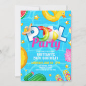 Custom Pool Party Birthday Summer Birthday Party Kaart (Voorkant)