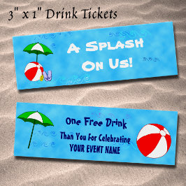 Custom Pool Party Event Drink Ticket Mini Visitekaartjes