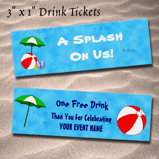 Custom Pool Party Event Drink Ticket Mini Visitekaartjes