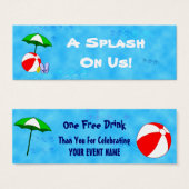 Custom Pool Party Event Drink Ticket Mini Visitekaartjes (Voorkant /achterkant)