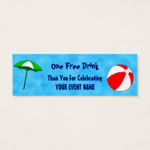 Custom Pool Party Event Drink Ticket