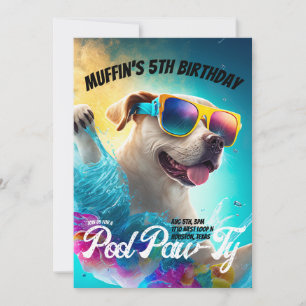 Custom Pool Paw-Ty Dog Party Kaart