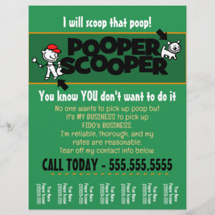 CUSTOM Pooper Scooper bedrijfsscheurblad flyer