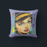 Custom Pop Art Comic Woman Pillow 16x16 90s Kussen<br><div class="desc">Retro 90s Pop Art Style Bring a blast from the past to your living space with our Comic Woman Pop Art Pillow. This 16" x 16" accent piece features a striking 90s Cassette Tape Aesthetic Decor theme, framing a bold female character with iconic vintage mixtapes. Made from high-quality Simplex knit,...</div>