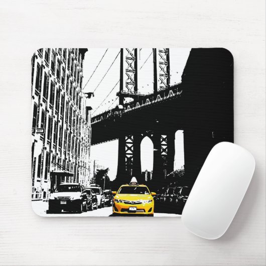 Custom Pop Art Nyc New York City Yellow Taxi Muismat (Met muis)