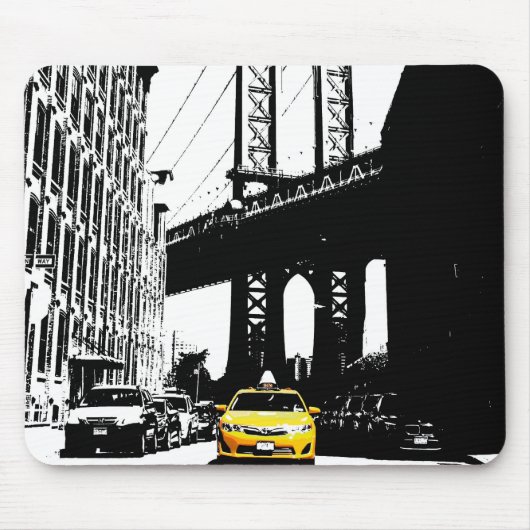 Custom Pop Art Nyc New York City Yellow Taxi Muismat (Voorkant)
