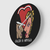 Custom Pop Art Paar Muurklok - 2 Namen Grote Klok (Hoek)