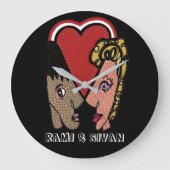 Custom Pop Art Paar Muurklok - 2 Namen Grote Klok (Voorkant)