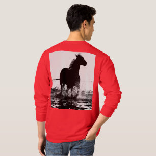 Custom Pop Art Running Horse Deep Red Sjabloon T-shirt