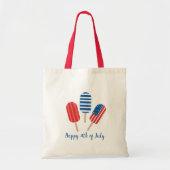 Custom Popsicle Rood Wit Blauw Modern Minimalist Tote Bag (Voorkant)