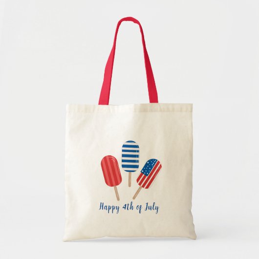 Custom Popsicle Rood Wit Blauw Modern Minimalist Tote Bag (Voorkant)