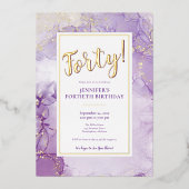 CUSTOM - Porter Lavendel & Gouden Folie Verjaardag Folie Uitnodiging (Voorkant)