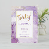 CUSTOM - Porter Lavendel & Gouden Folie Verjaardag Folie Uitnodiging (Staand Voorkant)