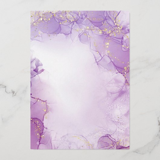 CUSTOM - Porter Lavendel & Gouden Folie Verjaardag Folie Uitnodiging (Achterkant)