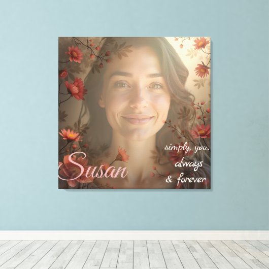 Custom Portrait for Her – Personalized Photo Gift Canvas Afdruk (Insitu (Houten vloer))