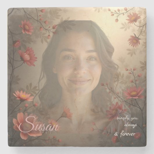 Custom Portrait for Her – Personalized Photo Gift Stenen Onderzetter (Voorkant)