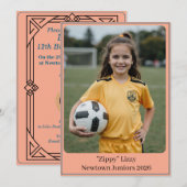Custom Portrait Photo Soccer Birthday v2 Invite Feestdagenkaart (Voorkant / Achterkant)