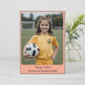 Custom Portrait Photo Soccer Birthday v2 Invite Feestdagenkaart (Staand voorkant)