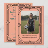 Custom Portrait Photo Soccer Testimonial Invite Feestdagenkaart (Voorkant / Achterkant)