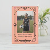 Custom Portrait Photo Soccer Testimonial Invite Feestdagenkaart (Staand voorkant)