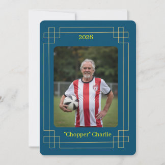 Custom Portrait Photo Soccer Testimonial v2 Invite Feestdagenkaart