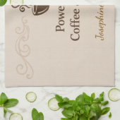 Custom Powered By Coffee Chaos Cup Elegant Trendy Theedoek (Gevouwen)