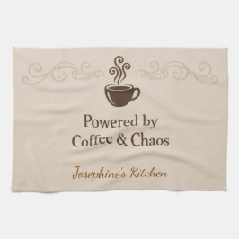Custom Powered By Coffee Chaos Cup Elegant Trendy Theedoek