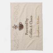 Custom Powered By Coffee Chaos Cup Elegant Trendy Theedoek (Verticaal)