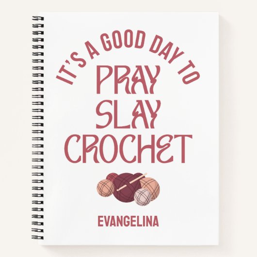 Custom PRAY SLAY CROCHET Christian Craft Projects Notitieboek (Voorkant)
