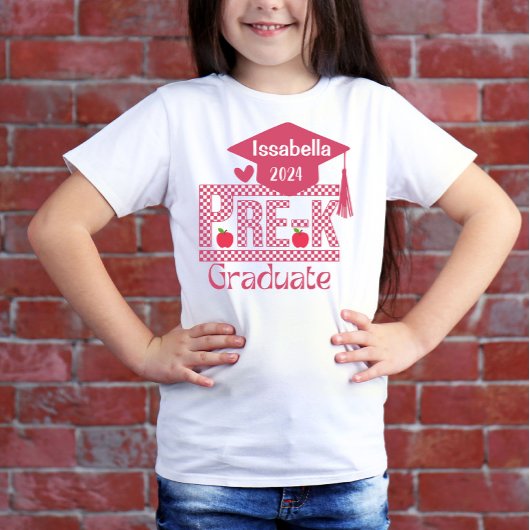 Custom Pre-K Afstudeerder Chekered en Pet voor mei T-shirt