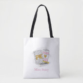 Custom Pre K Teacher White Notitieboek School Tote Bag (Voorkant)