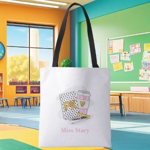 Custom Pre K Teacher White Notitieboek School Tote Bag