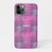 Custom preppy roze paarse paard tartan hart Case-Mate iPhone case (Achterkant)