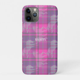 Custom preppy roze paarse paard tartan hart Case-Mate iPhone case