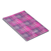 Custom preppy roze paarse paard tartan hart notitieboek (Rechterzijde)