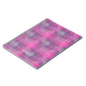 Custom preppy roze paarse paard tartan hart notitieboek (Linkerzijde)